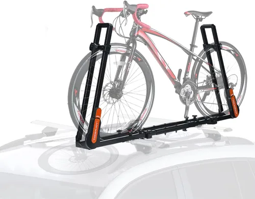 Miniatura 10 de TOOENJOY Soporte de bicicleta plegable para enganche, plataforma de transporte de bicicletas resistente con brazos duales, se ajusta a receptor