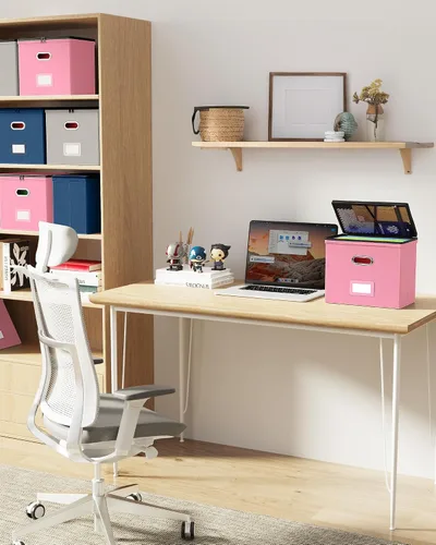 Miniatura 7 de Oterri Cajas organizadoras de archivos con tapas, caja de archivos con bolsillos de malla, caja organizadora de documentos para carpetas
