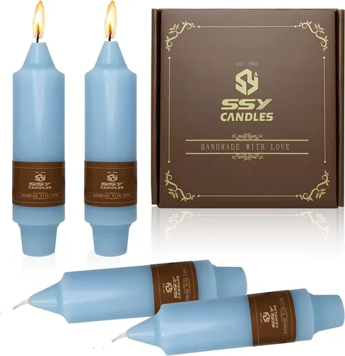 Miniatura 16 de Velas cónicas cortas de 5 pulgadas, velas sin aroma hechas a mano, juego de 4 con tiempo de combustión largo, velas retorcidas para boda, hogar