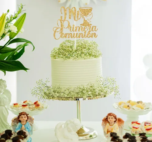 Miniatura 5 de Mi Primera - Decoración para tartas de comunión, decoración de pastel de primer bautismo de bebé español, primera comunión/Dios bendiga/suministros