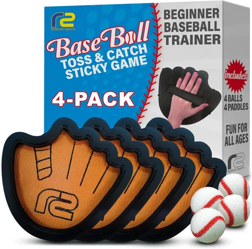 Miniatura 9 de Juego de pelota para lanzar y atrapar, pelotas adhesivas fáciles de usar y guante de entrenamiento de béisbol para principiantes, paleta de juguete
