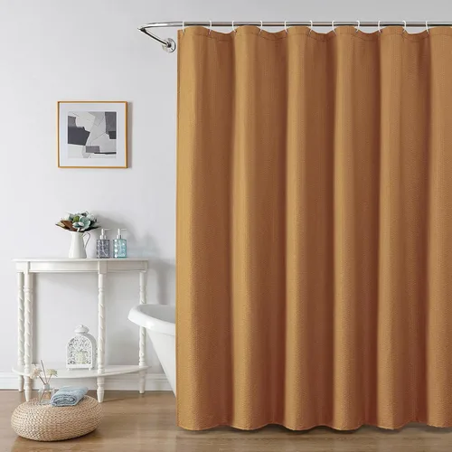 Miniatura 64 de OWENIE Cortina de ducha blanca para baño, 96 pulgadas, extra larga, elegante cortina de ducha de tela texturizada en relieve 3D, repelente al agua