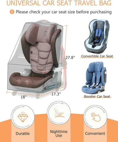 Miniatura 3 de MCBD Bolsa de viaje para asiento de automóvil para avión, mochila plegable para asiento de bebé para viaje, portabebés acolchado para asiento