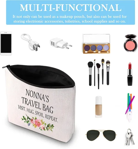 Miniatura 10 de GJTIM Nonna Regalo para abuela de nietos Nonna regalo de viaje abuela bolsa de maquillaje bolsa de maquillaje, Bolso beige, Talla única