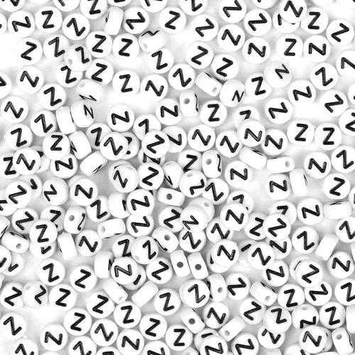 Miniatura 19 de 300 cuentas de letras S de 0.157 x 0.276 in, cuentas blancas del alfabeto de forma redonda acrílica, cuentas sueltas para pulseras con nombre