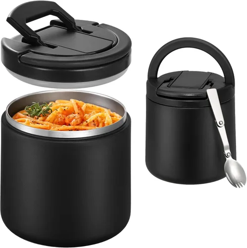 Miniatura 9 de Itslife Termo de sopa aislado al vacío de 14 onzas para comida caliente, recipiente de almuerzo para niños con tapa de hebilla a prueba de fugas