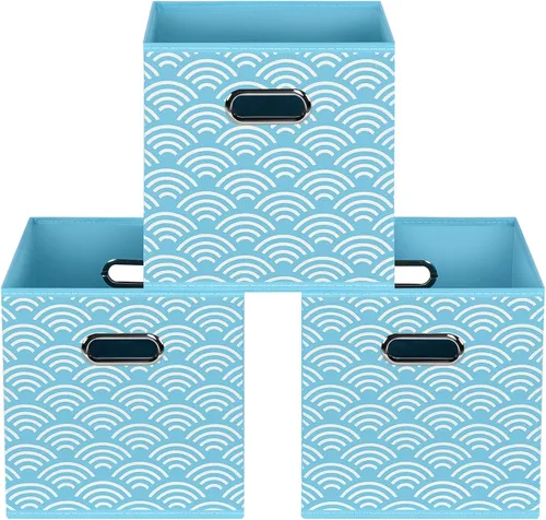 Miniatura 51 de Contenedores de almacenamiento de tela, organizadores de tela con asa, cubos plegables para almacenamiento de tela o accesorios, 11 x 11 x 11 Naranja