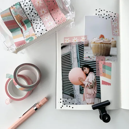 Miniatura 6 de ZYNSHE - Juego de 12 rollos de cinta adhesiva washi de 15 mm de ancho, cinta decorativa linda para diario, álbum de recortes, manualidades, bullet