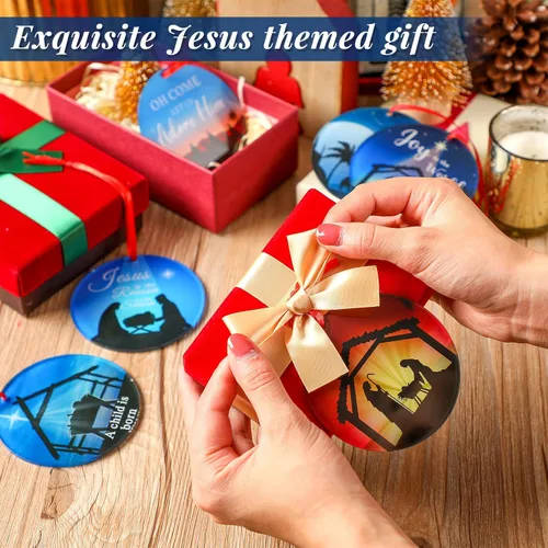 Miniatura 5 de 6 piezas de adornos cristianos de Navidad de acrílico para árbol de Navidad, decoración colgante religiosa, regalo cristiano de recuerdo