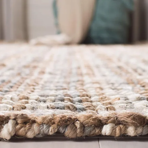 Miniatura 4 de SAFAVIEH Alfombra de área de 9 x 12 pies, colección de fibra natural, grande, gris y marrón natural, yute hecho a mano, estilo de granja, pelo