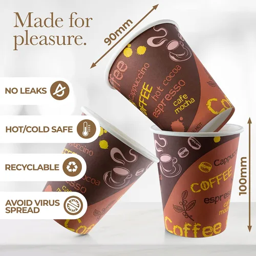 Miniatura 3 de Shop Square Tazas de café de papel desechables – 10 onzas (paquete de 100) – Vasos de papel, tazas calientes, tazas de bebidas calientes para té