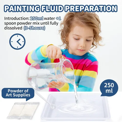 Miniatura 3 de Ci Vetch Kit de pintura de mármol de agua para niños, artes y manualidades, no tóxico, de 3 a 12 años, incluye 6 colores, 10 hojas, herramientas, 12