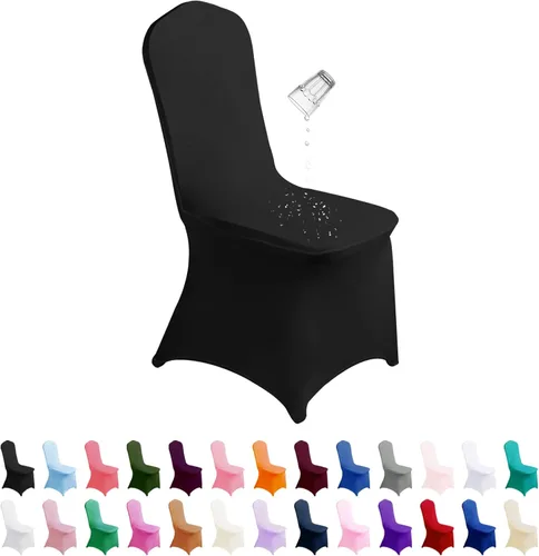 SUPERO Funda impermeable de poliéster y elastano para silla (100 unidades, color negro) - Fundas elásticas para sillas de comedor, protector para