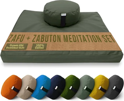 Miniatura 17 de Bean Products Juego de alfombrillas de meditación – Zafu almohada de piso orgánica de trigo sarraceno + almohadilla de oración Zabuton rellena