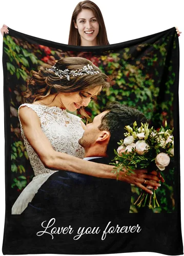 Miniatura 21 de Envío al día siguiente, manta personalizada con foto y texto impresos en EE. UU., cobijas con fotos personalizadas y mantas para lanzar, manta Foto
