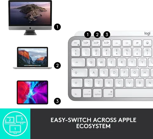 Miniatura 9 de Logitech MX Keys Mini - Teclado inalámbrico minimalista para Mac, compacto, Bluetooth, teclas retroiluminadas, USB-C, escritura táctil, compatible