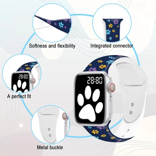 Miniatura 3 de Paquete de 2 correas de reloj navideñas compatibles con Apple Watch de 1.496 pulgadas/1.575 pulgadas/1.614 pulgadas/1.654 pulgadas/1.732