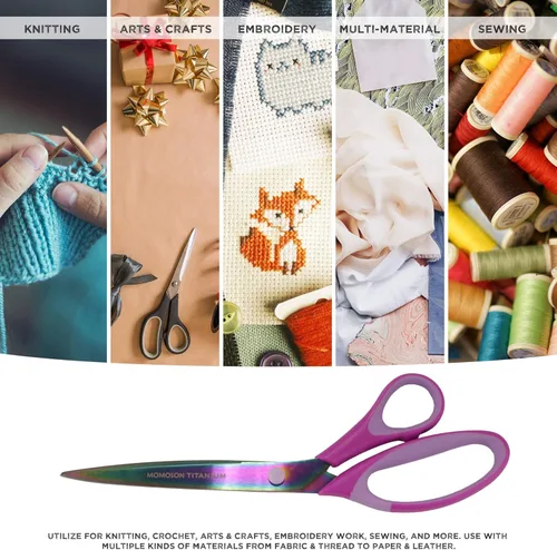 Miniatura 7 de JubileeYarn - Juego de tijeras de titanio Softgrip - Rosado, costura, arte, manualidades, oficina, 1 juego de 4 unidades, color morado 4 piezas