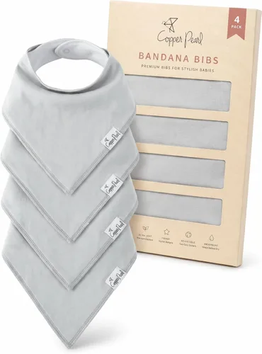 Miniatura 30 de Copper Pearl Baberos tipo bandana para bebé, paquete de 4 baberos de algodón suave para babear y dentición, absorbentes, ajuste ajustable, muchos