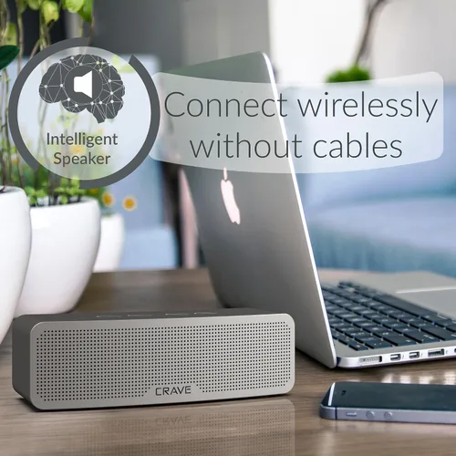 Miniatura 2 de Crave Curve Altavoz inteligente inalámbrico Bluetooth portátil con graves mejorados, micrófono incorporado y altavoz