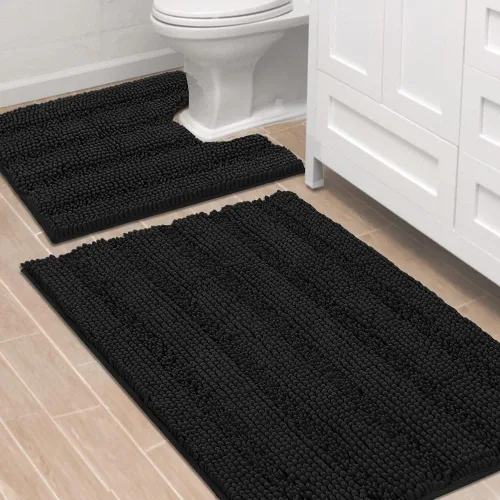 Miniatura 152 de H.VERSAILTEX - Alfombras de baño, juego de 2 piezas, alfombra de contorno para baño, juego de alfombras para inodoro, alfombra antideslizante
