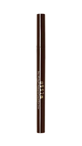 stila Delineador de ojos líquido impermeable, maquillaje que permanece todo el día con punta de pincel fina acabado satinado duradero, a prueba de
