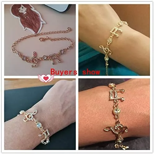 Miniatura 6 de Regalos de joyería de lujo pulsera de notas musicales de color dorado pulsera con dije de circonita de cristal para mujer