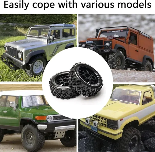 Miniatura 5 de 4 unids negro escala 1:10 RC neumáticos llantas cruce goma en carretera piezas