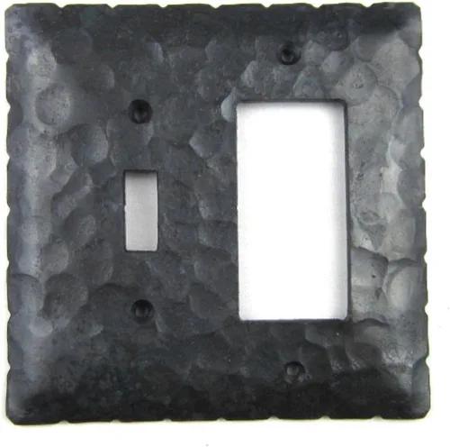 Rustic Rancho - Cubierta para placa de interruptor de hierro forjado EPH47 (cera natural)