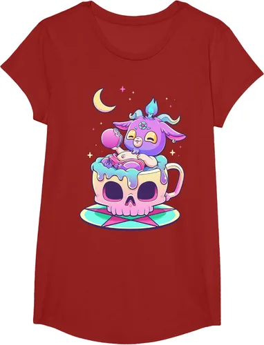 Miniatura 86 de Kawaii Pastel Goth Cute espeluznante Pentáculo Baphomet - Camiseta de cabra, Negro