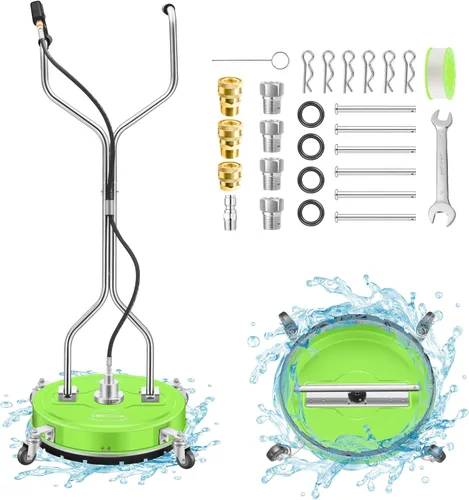 Miniatura 16 de Limpiador de superficies a presión de 19" con 4 ruedas - Limpiador de superficies de acero inoxidable para accesorio de lavadora a presión