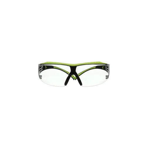3M Gafas de seguridad, SecureFit 400X, ANSI Z87, lente transparente antivaho y antiarañazos, marco verde y negro, protector de cejas, ligero, puente