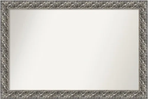 Miniatura 258 de Amanti Art Espejo de baño plateado para sobre fregadero, 26 x 26 pulgadas, espejo cuadrado de níquel pulido, marco de madera tradicional mediano, se