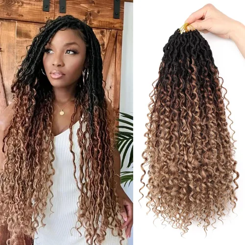 Miniatura 23 de LMZIM Cabello de ganchillo Goddess Locs de 14 pulgadas, 8 paquetes de Faux Locs trenzas de ganchillo para mujeres negras, cabello de ganchillo #2
