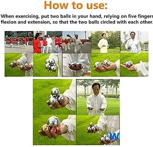 Miniatura 2 de ZHANGDONG Baoding Balls - Pelotas de ejercicio chinas para adultos, pelota de terapia, masaje, pelota de ejercicio, bola de meditación china