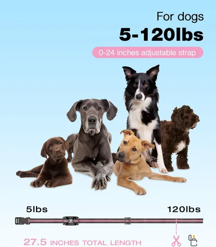 Miniatura 4 de Bousnic Collar de choque para perro, collar de entrenamiento de perro de 3300 pies con control remoto para perros pequeños, medianos y grandes, Rosa