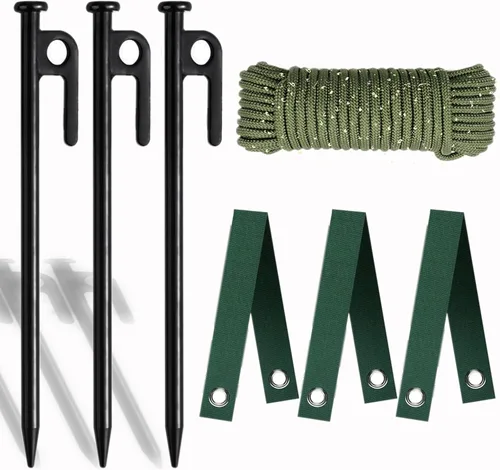 Kits de estacas para árboles, estacas y kits de soporte para protección contra huracanes y mal tiempo, incluye 3 estacas de acero resistente de 11.8