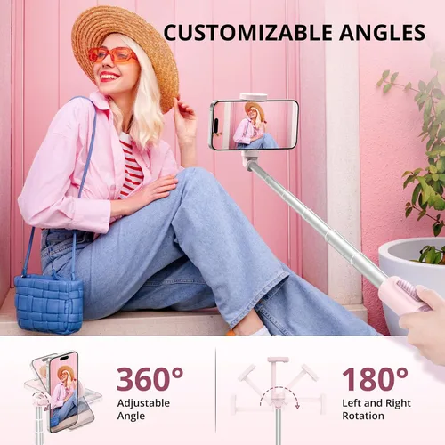 Miniatura 8 de ATUMTEK Trípode selfie stick de 55", trípode extensible todo en uno de aluminio para teléfono con control remoto Bluetooth recargable para iPhone