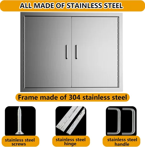 Miniatura 6 de Luffioner Puertas de cocina para exteriores, puerta de acceso doble para barbacoa de 31 pulgadas de ancho x 24 pulgadas de alto, placa gruesa a