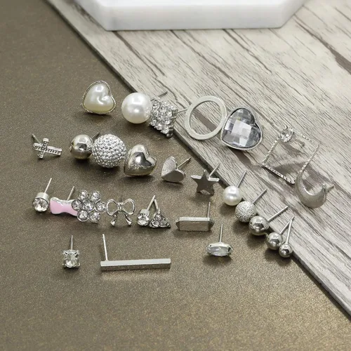 Miniatura 4 de Jstyle - Juego de 32 pares de aretes de aro varios colores para mujeres y niñas
