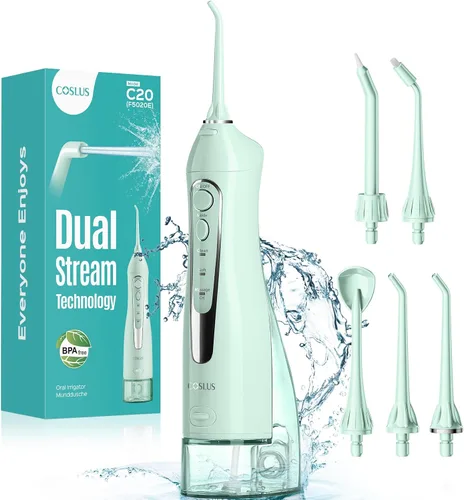 Miniatura 12 de COSLUS Hilo Dental de Agua: Irrigador Oral Portátil Inalámbrico 300ML Recargable Limpiador de Viaje IPX7 Impermeable Máquina de Hilo Dental