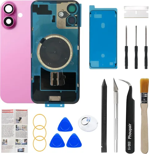 Miniatura 30 de Reemplazo de cristal trasero OEM compatible con iPhone 15 de 6.1 pulgadas con marco de cámara y lente de cámara + kit de herramientas de reparación
