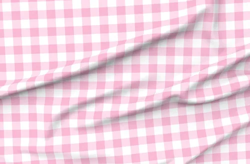 Spoonflower Tela – Buffalo Check Pink Plaid Checks Nursery Girl Impreso en tela Minky por The Yard – Cobijas de bebé de costura edredón respaldo