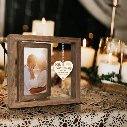 Miniatura 4 de EYITUPC Marco de Fotos de Aniversario de 10 Años para Él y Esposa, Marco de Fotos de Aniversario de Boda para Ella y Parejas, Muestra 2 de 10x15