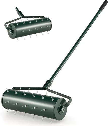 S AFSTAR Aireador manual de césped de 21 pulgadas, herramienta de césped con mango desmontable de 51 pulgadas y picos de púas para aflojar el suelo,