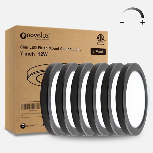 Miniatura 14 de Lámpara de techo LED de 7 pulgadas, montaje empotrado, atenuable, luz de techo plana redonda ultra delgada de 5000 K, luz diurna, lámpara de techo
