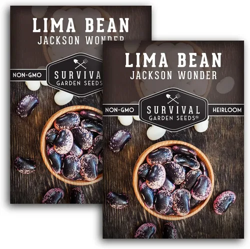 Miniatura 10 de Jackson Wonder - Semillas de frijol de mantequilla moteadas para plantar, frijoles lima, variedad cremosa del sur, cápsulas moteadas únicas