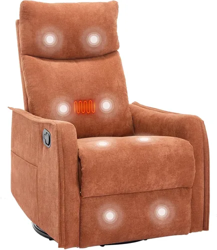Miniatura 20 de PELUMY Silla Reclinable Mecedora Giratoria 360 para Adultos, Silla Mecedora de Guardería con Calor y Masaje, Silla Reclinable Deslizante para Beige