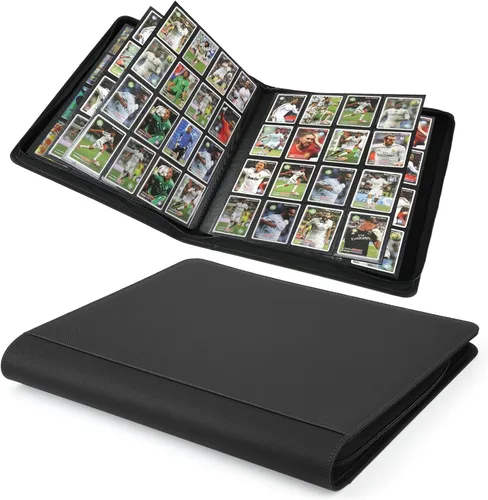 Miniatura 7 de GERMUN Carpeta de tarjetas de poliuretano, 16 bolsillos, carpetas de soporte premium para más de 1000 tarjetas, álbum de bolsillo de doble cara
