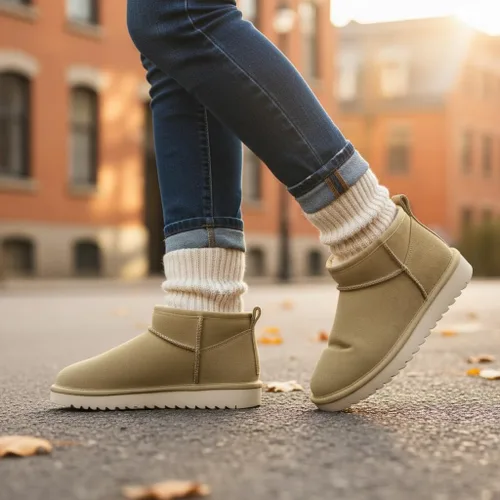 Miniatura 7 de CUSHIONAIRE, Hip 2 - Botas de nieve de gamuza auténtica para mujer, sin cordones, con cómodo forro de piel de oveja sintética + espuma viscoelástica